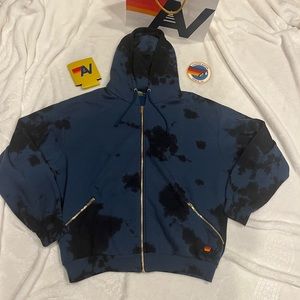 - NWT Aviator Nation Relaxed Hand Dyed Zip Hoodie Tie dye Blue Black Extra Large